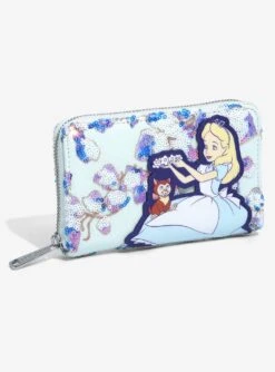 Loungefly Disney Alice In Wonderland Alice & Dinah Floral Sequin Wallet - BoxLunch Exclusive