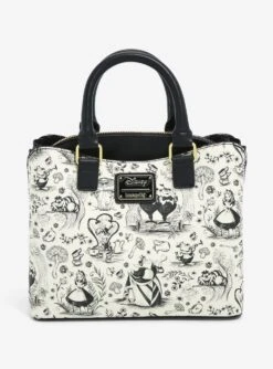Loungefly Alice In Wonderland Line Art Allover Print Handbag - BoxLunch Exclusive -Loungefly 19323702 av2