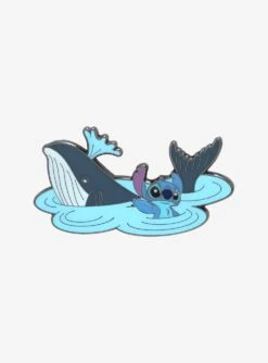 Loungefly Disney Lilo & Stitch Waving Stitch & Whale Enamel Pin - BoxLunch Exclusive