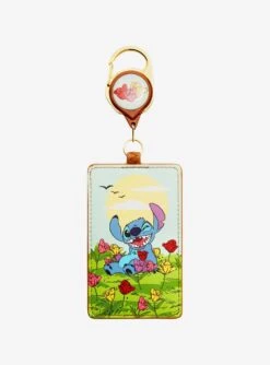 Loungefly Disney Lilo & Stitch Flowers Retractable Lanyard - BoxLunch Exclusive
